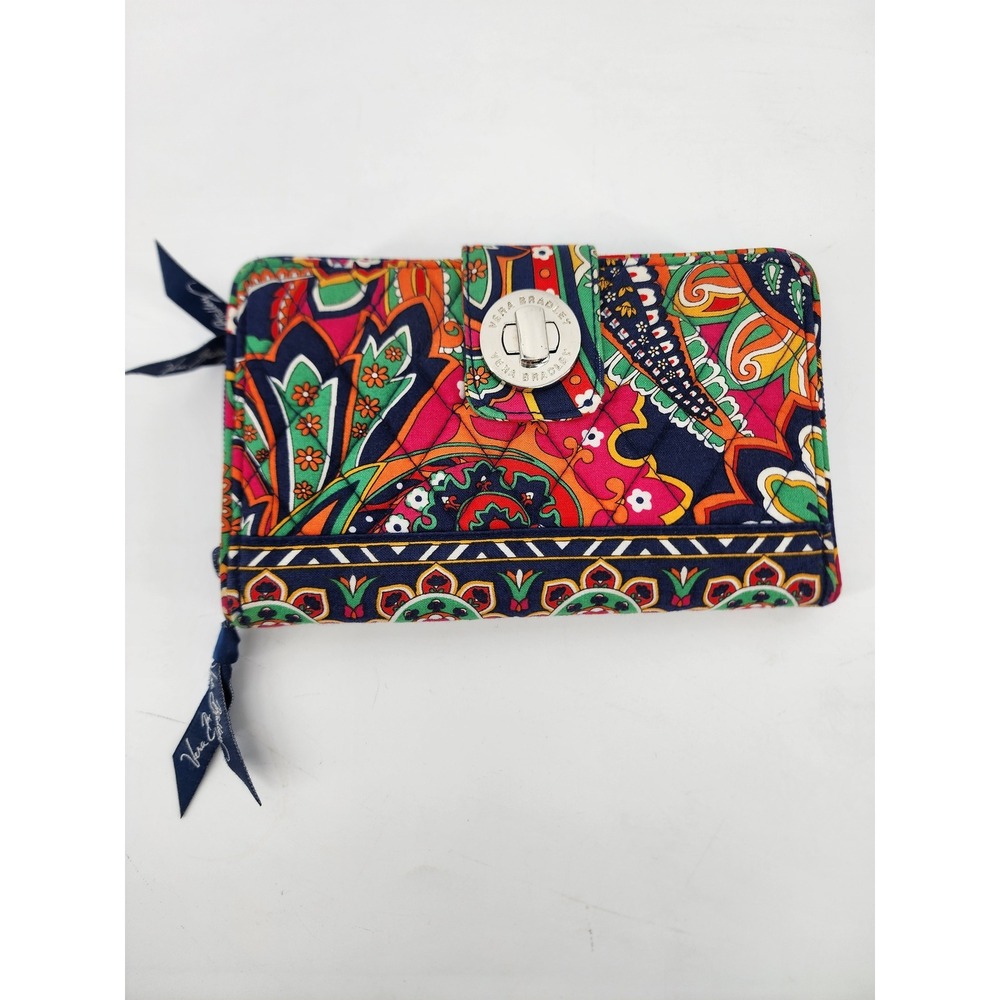 Vera Bradley Turnlock Wallet Paisley Cotton Quilted Multi Color One Size
